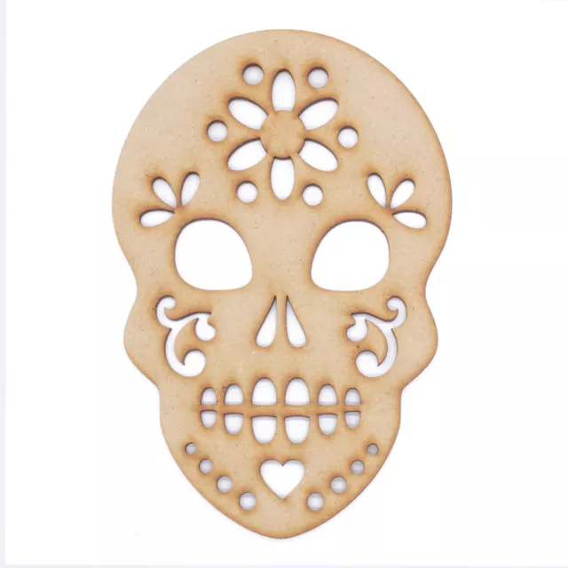 Sugar Skull D09 Laser Cut from MDF 3mm Scrapbook Card Topper Day of the Dead