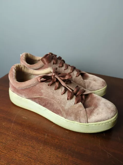 Women's Steve Madden Bardia-V Lace Up Velvet Sneaker Shoes Pink Size 10