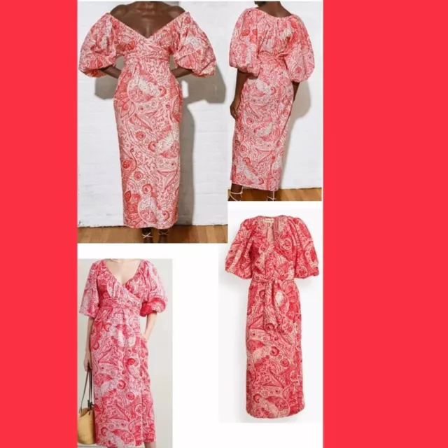MARA HOFFMAN Fila Printed Organic Cotton-voile Midi Wrap Dress SZ M NWT 