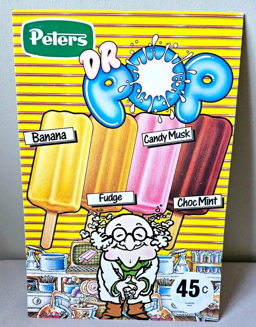 VINTAGE PETERS ICE Cream Candy Musk Dr Pop Point Of Sale Cardboard Sign