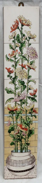 Reclaimed Vintage Victorian Style Hanging 5 Tile Panel Set Urn and Flowers