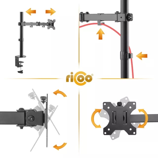 RICOO PC Monitor Tischhalterung Ständer Stand neigbar schwenkbar 13"-30" TS2711 3