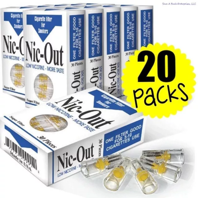 20 INSGESAMT NIC-OUT Zigarettenfilterpackungen, weniger Teer und Nikotin (600 Filter)