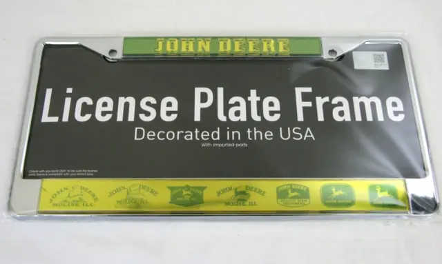John Deere Licensed License Plate Frame Moline Vintage 3D Logos