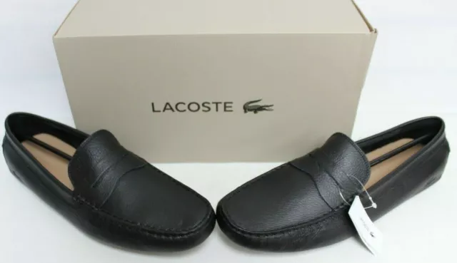 Lacoste Shoes Mens 12 Concours Driving Loafers Comfort Black Leather Slip On