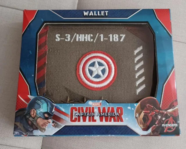 Marvel Captain America Portafoglio in tela vintage esercito militare. Nuovo con scatola