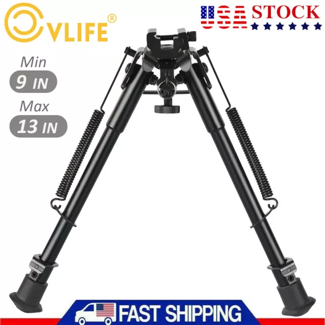 CVLIFE 9-13Inch Tactical Rifle Bipod Spring Return Adjustable +Picatinny Adapter