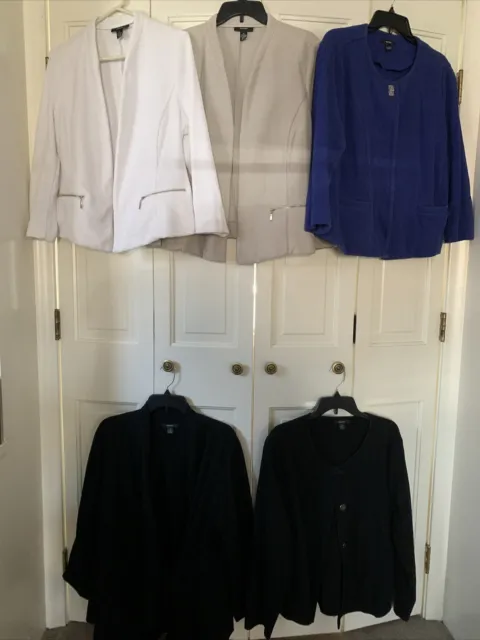 ALFANI Size L, XL Knit Open Front Drape Blazer Jacket White, Tan, Blue, 2 Blacks