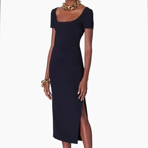 Carolina Herrera Ruched‎ Scoop Neck Sheath Midi Dress