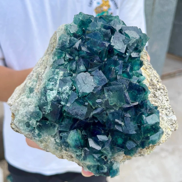 3.7lb NATURAL Green Cube FLUORITE Quartz Crystal Cluster Mineral Specimen