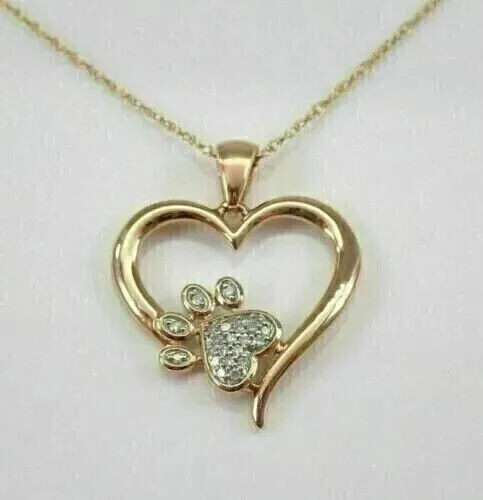 1.CT Round Moissanite Women's comely Heart Pendant 14K Yellow Gold Silver Plated