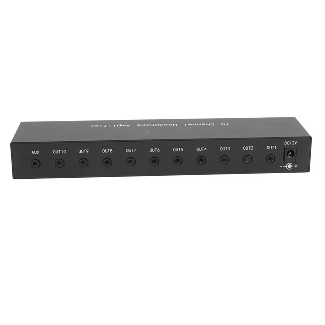 Focket Amplificateur Casque 8 Canaux Stéréo – Mini Séparateur D'Écouteurs Portable Métallique 3,5 Mm Avec Alim 12V – Idéal Studio, Mixage & Monitoring