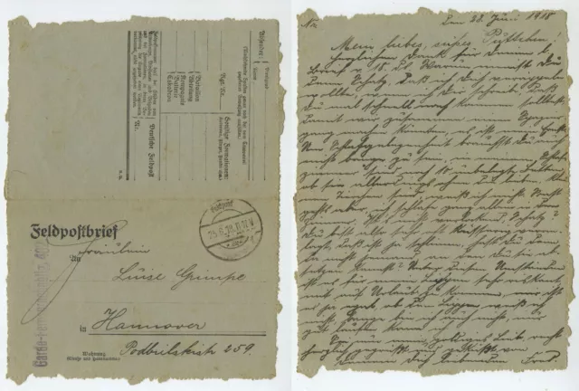 97628 - Feldpostbrief - 25.6.1918 nach Hannover