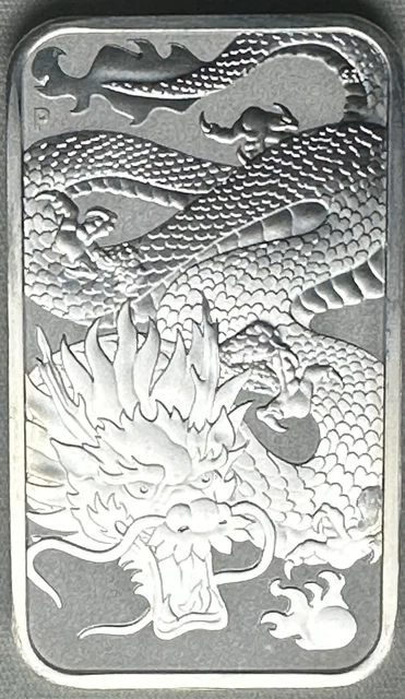2022 Australian Dragon Bar 1 oz .999 silver Perth Mint- Spotted