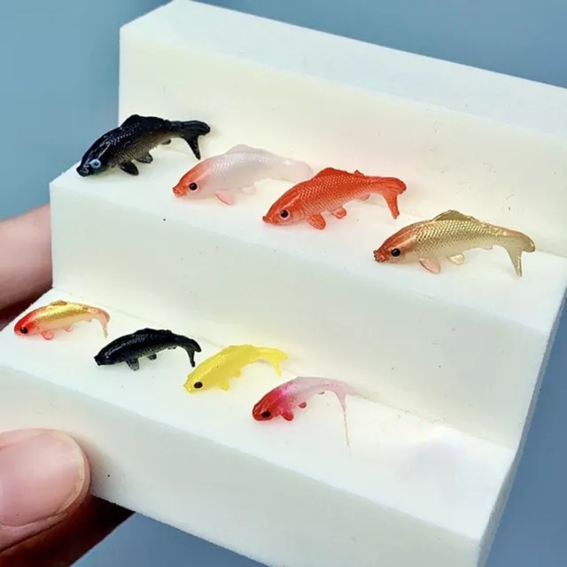 10PCS 1:12 Scale Dollhouse Miniature Fish Doll's House Decor Props Gold Fish Toy