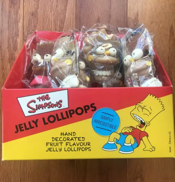 SIMPSONS UK VINTAGE 1999 Jelly Lollipops Candy 10 Pops + Shelf Display ...