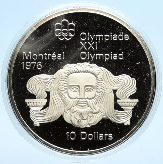 1974 CANADA Elizabeth II Olympics Montreal ZEUS Old Proof Silver $10 Coin i98958