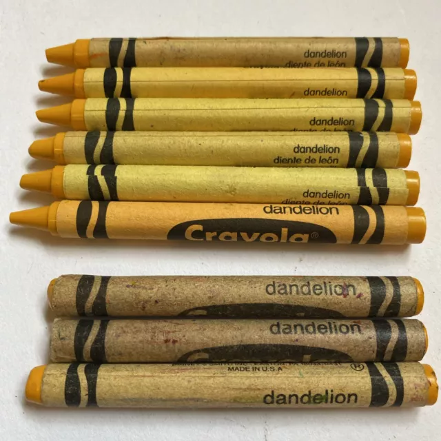 Retired Discontinued Crayola Dandelion crayons Lot Of 9 Made In USA Various Year