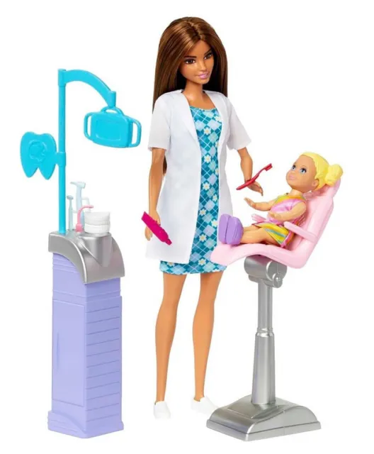 New Official Barbie Careers Dentist Doll And Playset With Medical Accessories