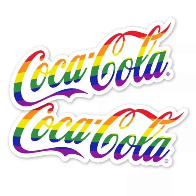 Coca-Cola Script Rainbow LGBTQ Pride Vinyl Decal Set of 2 Officially Licensed US