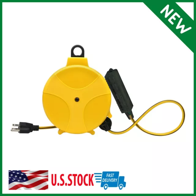 RETRACTABLE EXTENSION CORD Reel Wheel Electric Power With Outlets Heavy ...