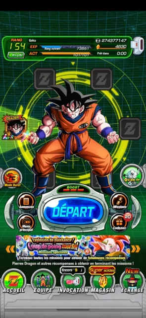 Compte Dokkan Battle global Andoid + 4 500 DS