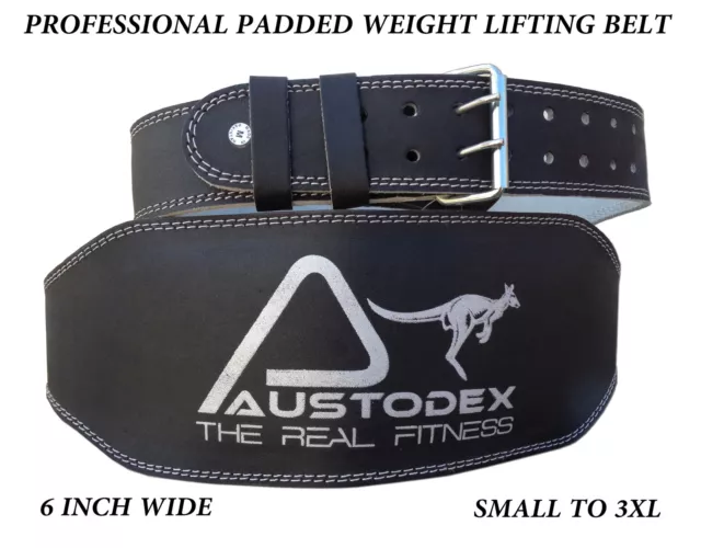 Austodex Weight lifting bodybuilding back support weightlifting Leather Belt 6"
