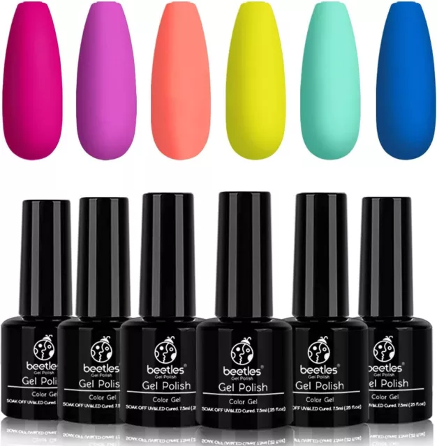 Beetles Gel Nail Polish Set - Pool Party Collection 6Pcs Turquoise Blue Pink Ne