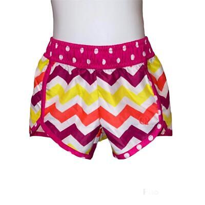 Girls XS 4/5 Bright Hot Pink Yellow White Chevron Polka Dot Play Shorts