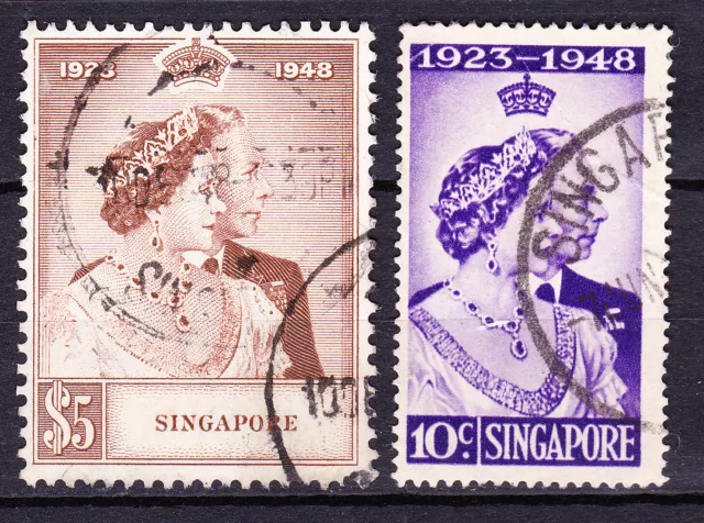 Singapore-1948 Royal Silver Wedding Set. Fine used.