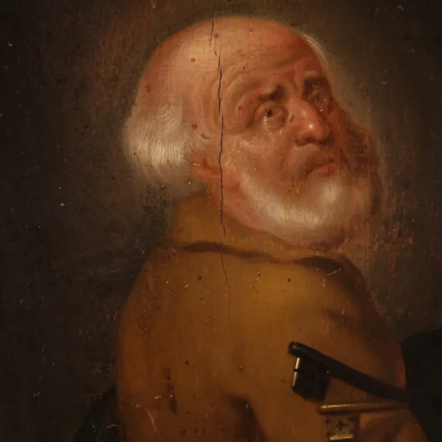 Saint Pierre tableau flamand huile sur panneau peinture ancienne religieuse 700 3
