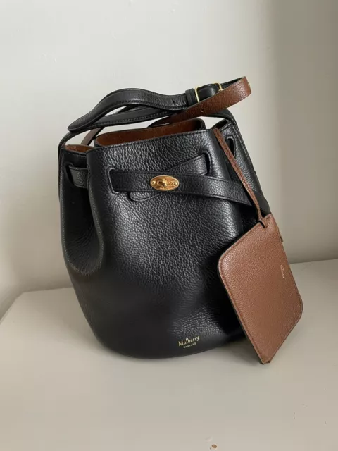 MULBERRY ABBEY SMALL Classic Grain Leather Bucket Bag Black
