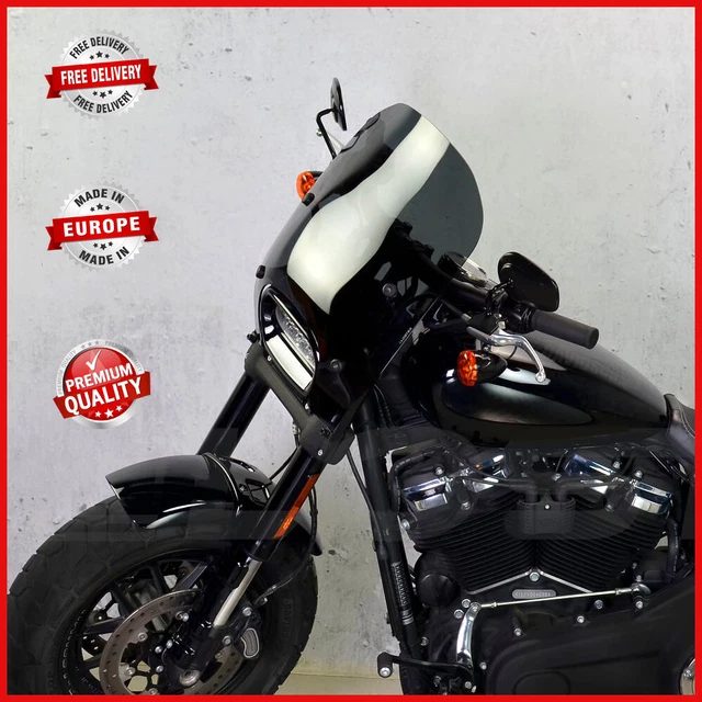 Pare-Brise De Moto Pour Harley Davidson FXDF Fat Bob FLD Switchback Street Bob Déflecteur De Vent Bouclier Écran 40~50MM Moto Pare-Brise Pare-Brise Extension De Pare-Brise(Light Smoke
