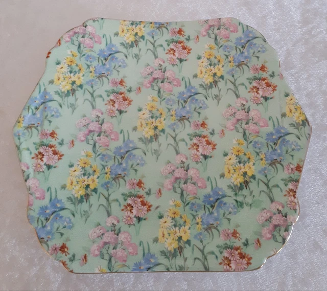 Shelley Chintz  "Melody" Gold Trim Cake Plate #13133  C1945/66
