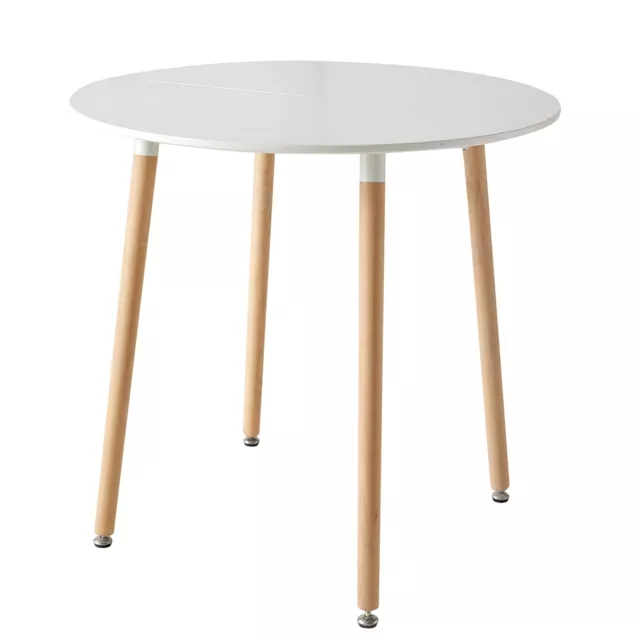 Mesa de comedor redonda moderna multipropósito con patas de madera 80cm 2