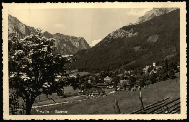 TRAGÖSS-OBERORT * Blick auf den Ort * sw Foto-AK, gel. 1942