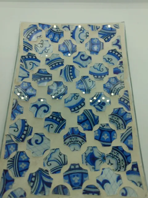 Mosaic & Glass Blue & White Trinket/Soap Dish