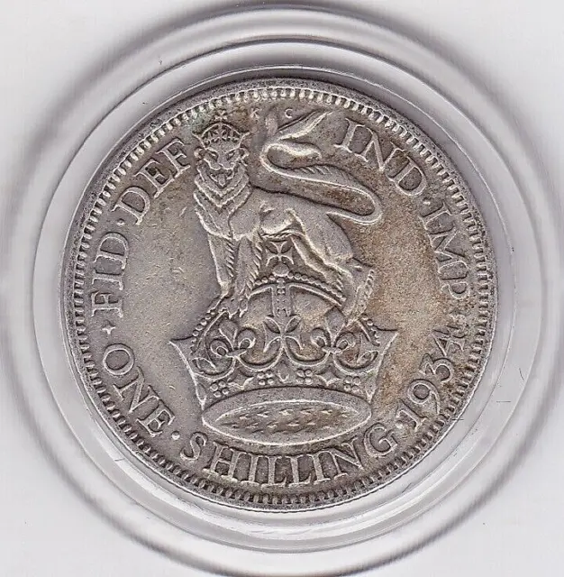 1934  King  George  5th  50%  Silver  Shilling  Coin