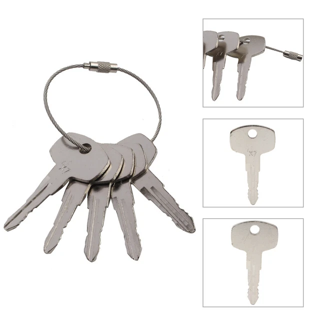 Stamped X7 Ignition Keys w/ Key Ring 5Pcs for Nissan Older Forklift