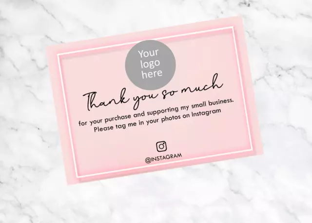 A7 Thank You For Supporting My Small Business Cards,  250gms Pink