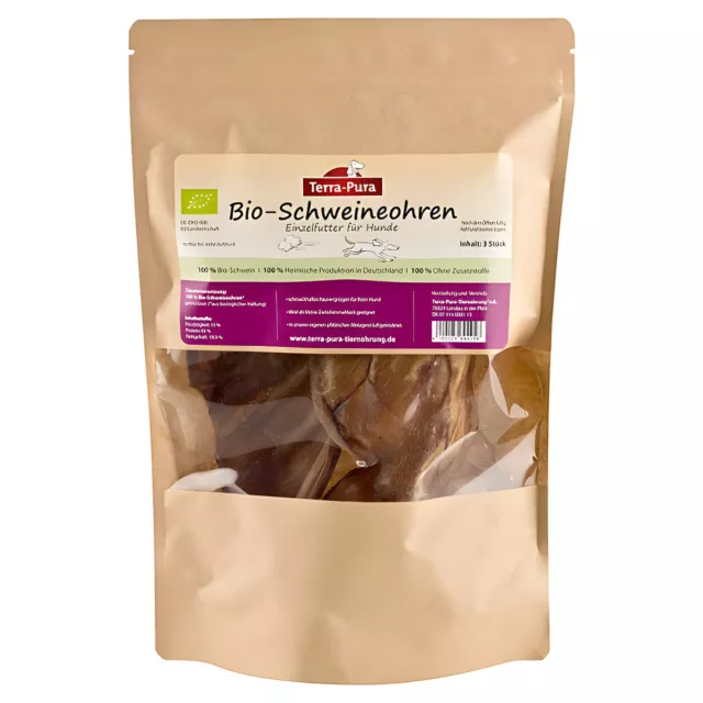 Terra-Pura Friandise pour Chien Bio-Schweineohr - 3 Pièce, Chien, Neuf