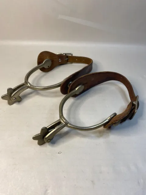 Pair of Vintage Made in Japan  Horse Spurs with Leather Backing great condition