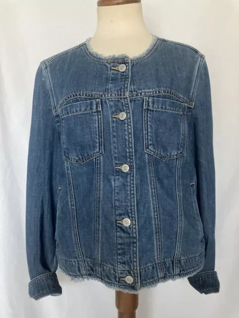 Tommy Bahama Blue Jean Denim Jacket Frayed Edge Women’s Size M