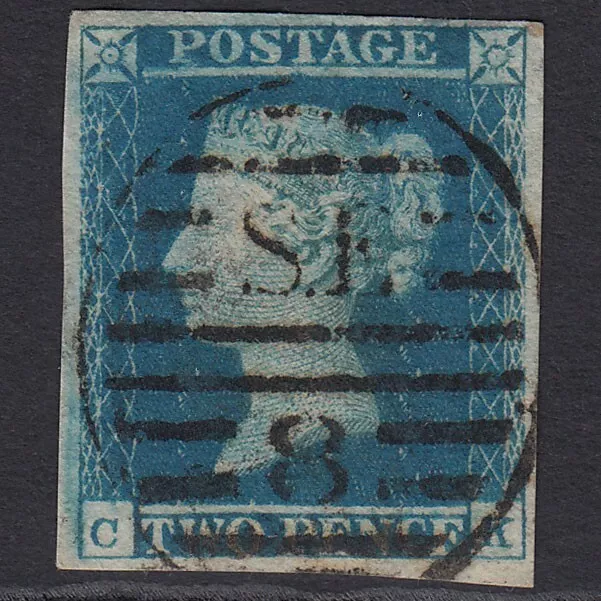 C18_23 GB QV 1841 2d BLUE PLATE 4 SG14-E1(2) CK VFU 4M VERY LATE USAGE!