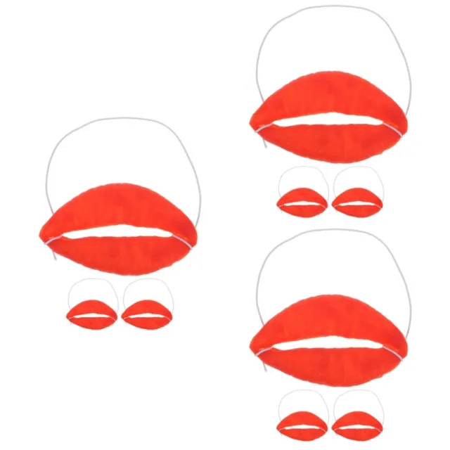 9 piezas Accesorios bucales divertidos labios rojos boca escenario de labio mascarado con cosplay