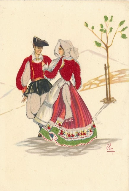 Cartolina Costumi Sardegna Sennori Tempera di Lola Loy Non Viaggiata