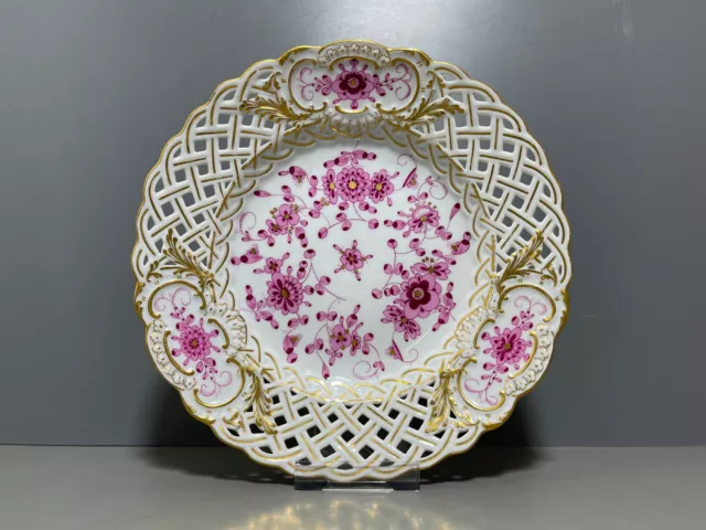 MEISSEN TELLER INDISCH PURPUR BLUMEN KAKIEMON VIEL GOLD 1.WAHL D:20,5cm