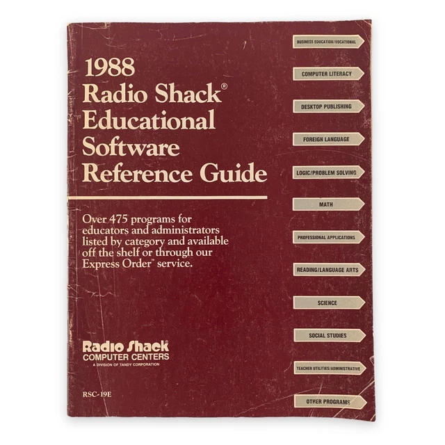 VTG 1988 Radio Shack Educational Software Reference Guide Catalog