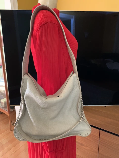 Michael Kors New Astor large Hobo Grey Cement Leather Silver Studded