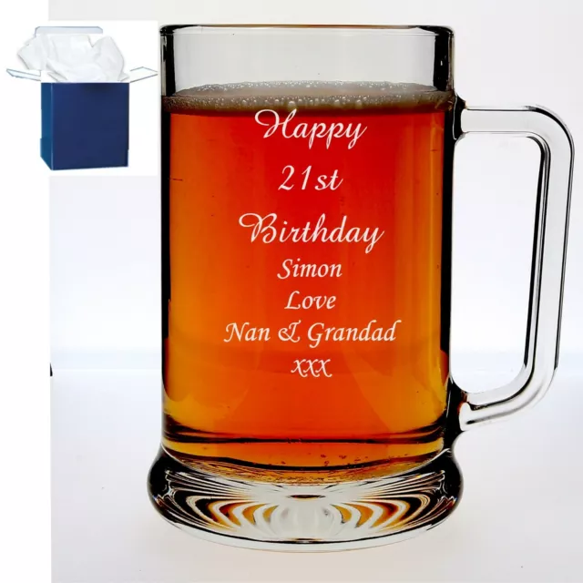 Personalised Engraved Pint Glass Tankard 40th, 50th, 60th. 70th Birthday Gift 3